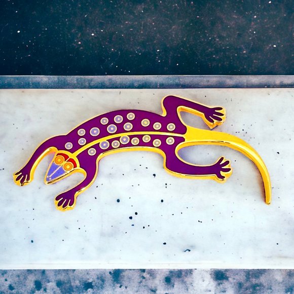 Vintage Laurel Burch Enameled Lizard Brooch/PIn - Picture 2 of 8